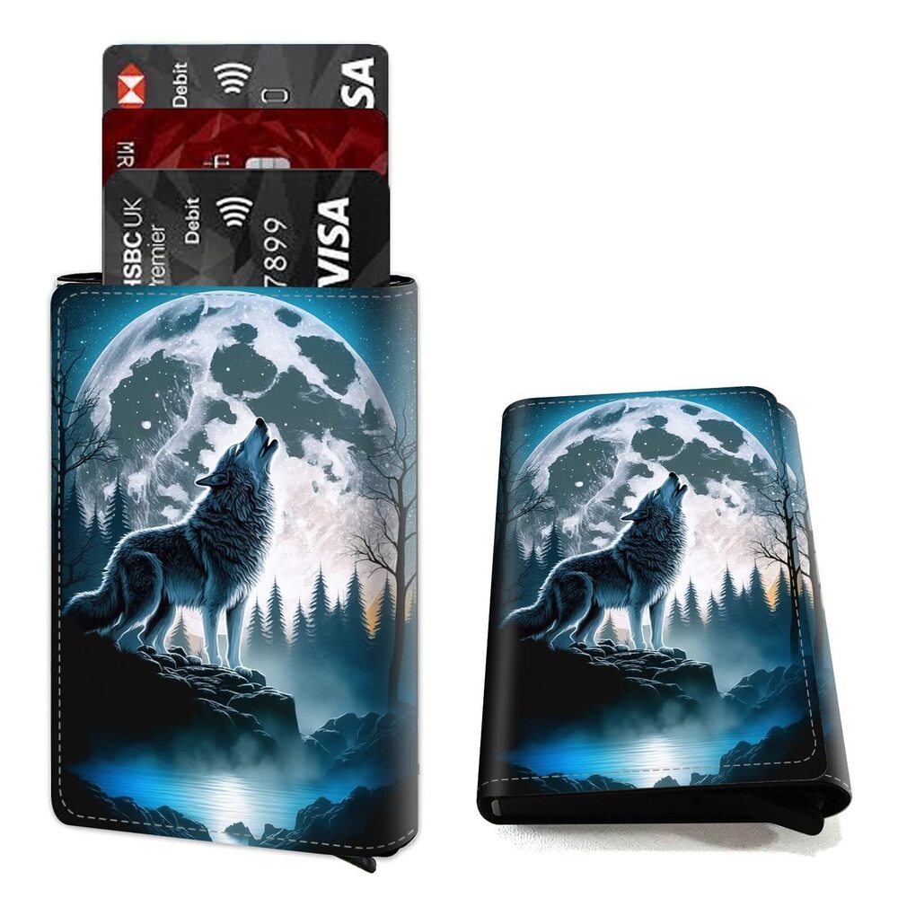 8649 Credit Card Holder Aluminum Auto Pop Up Wallet Case,Leather Card Case